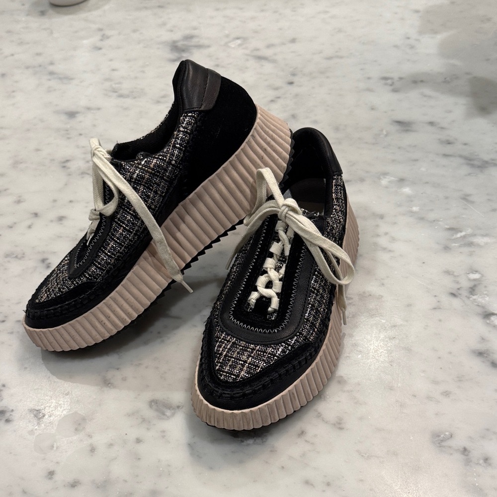 Stylish Dolce Vita Black and Cream Woven  Women's Shoes